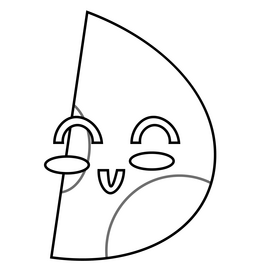 Cartoon moon, shy emoji black and white clipart