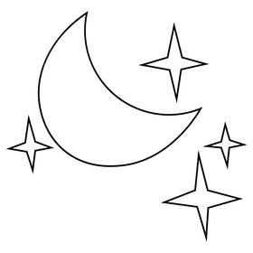 Moon and stars free black and white clipart