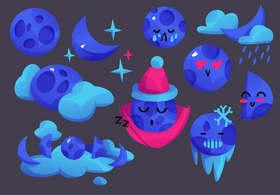 Moon emoji set vector
