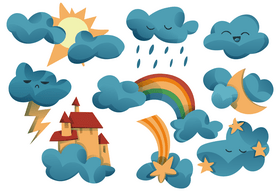 Cartoon clouds set vector