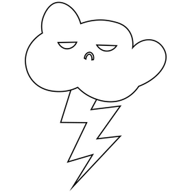 Cartoon thunderstorm, cloud lightning black and white clipart