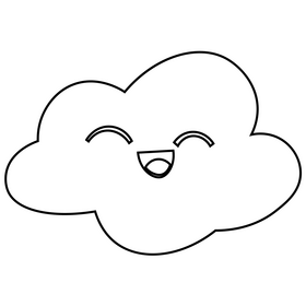 Happy cloud smiling emoji black and white clipart