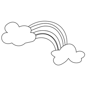 Cartoon rainbow cloud black and white clipart