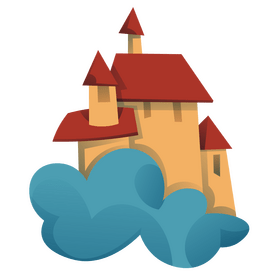 Fairytale castle in the cloud clipart