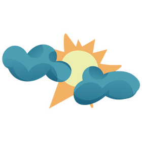 Sun and clouds cartoon drawing clipart