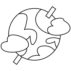 Planet earth with clouds black and white clipart