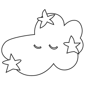 Free stars with cloud cartoon black and white clipart