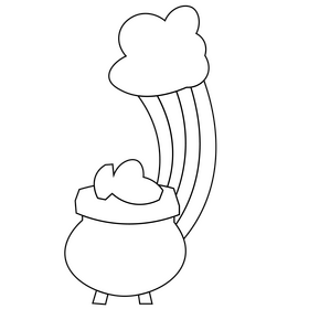 Pot of gold with rainbow black and white clipart