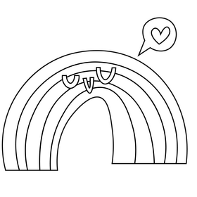 Cartoon rainbow black and white clipart