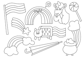 Rainbow set black and white vector