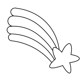 Rainbow shooting star illustration black and white clipart