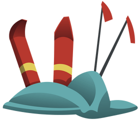 Skis and poles in snowdrift clipart