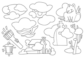 Cartoon smoke, fog and clouds set black and white vector