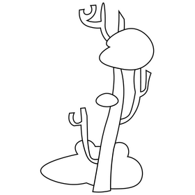 Cartoon fog on tree black and white clipart