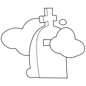 Cartoon halloween tombstone with smoke black and white clipart