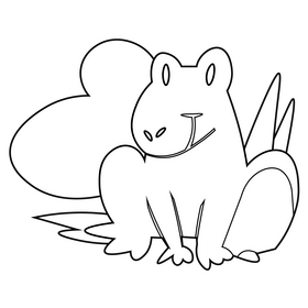 Cartoon frog black and white clipart