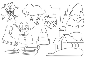 Winter elements black and white vector