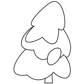 Snow covered tree cartoon black and white clipart