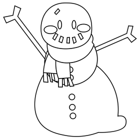 Snowman cartoon black and white clipart