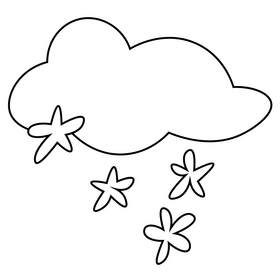 Cartoon snow cloud black and white clipart
