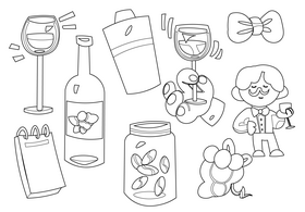 Sommelier, wine stewards black and white vector