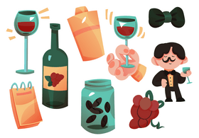 Sommelier, wine stewards vector