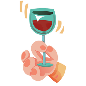 Hand holding a glass of wine clipart
