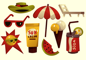 Summer seashore elements vector