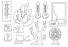 Temperature, climate black and white vector