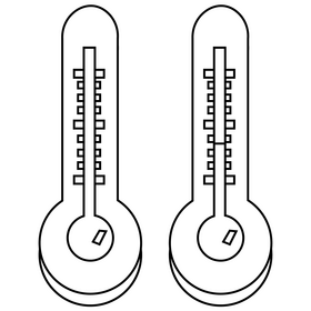 Cartoon room thermometer black and white clipart
