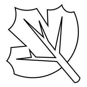 Cartoon autumn leaf black and white clipart