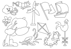 Wind set black and white vector