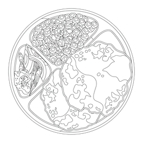 Indian bread Bhatura black and white clipart