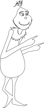 Grinch character drawing black and white clipart