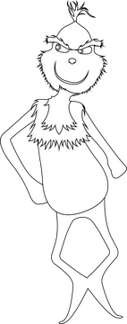 Grinch full body drawing black and white clipart