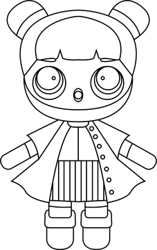 Pink LoL Doll black and white clipart