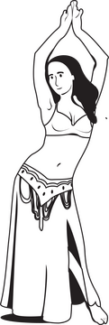 Belly dancer drawing black and white clipart