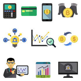 Fintech icon set vector