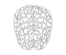 Cartoon brain black and white clipart