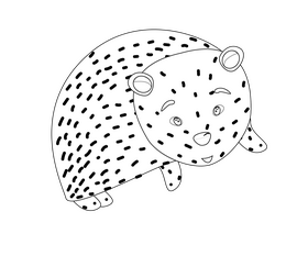 Hedgehog cartoon black and white clipart