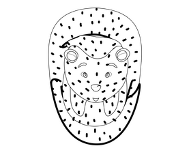 Cartoon hedgehog black and white clipart