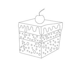 Mini rectangle cake black and white clipart