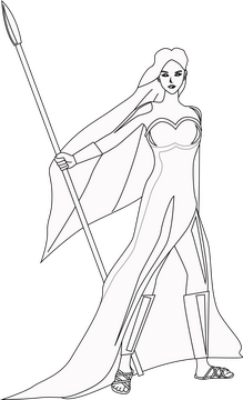 Athena cartoon black and white clipart