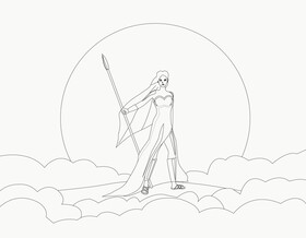 Athena cartoon black and white vector