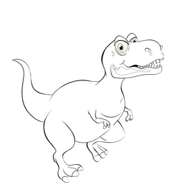 Cartoon dinosaur black and white clipart