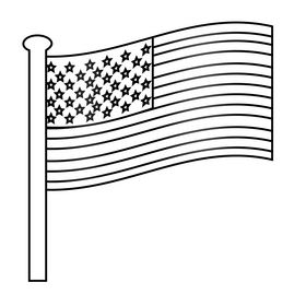 United States flag drawing black and white clipart