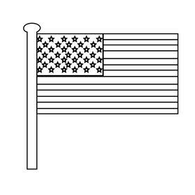 American flag drawing black and white clipart