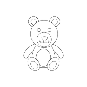 Teddy bear doll drawing black and white clipart