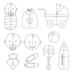 Baby boy set black and white vector