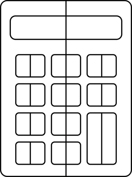 Calculator flat icon black and white clipart